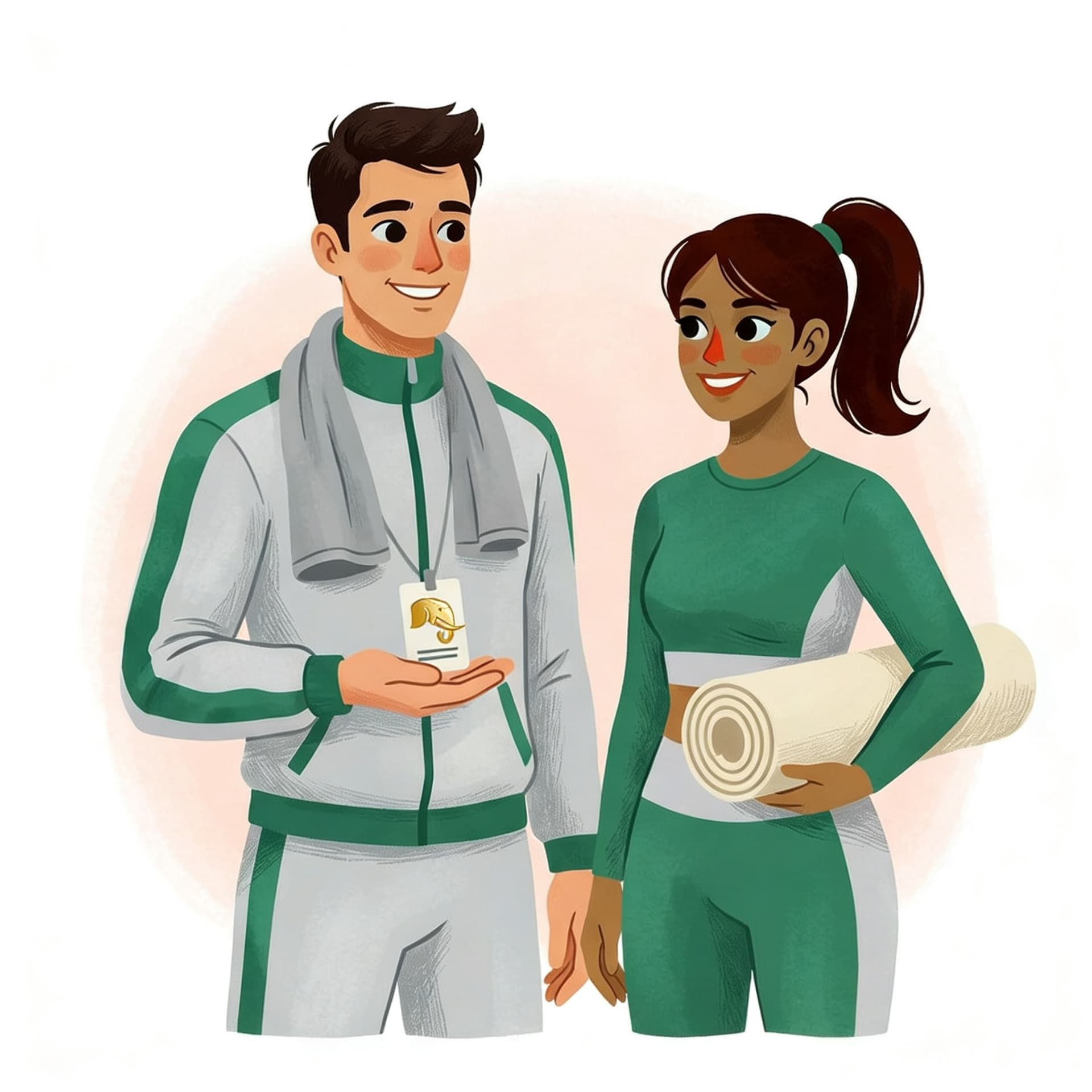 Illustration de l'écosystème bien-être du Jamet Sporting Club à Nantes, montrant un coach professionnel et une adhérente pour un accompagnement sportif associatif complet.